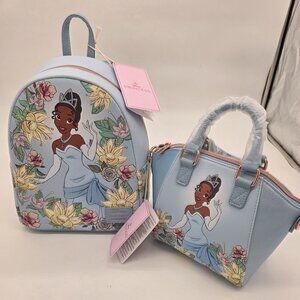 Loungefly Disney Princess Tiana Loungefly Backpack & Satchel Floral Bundle NWT